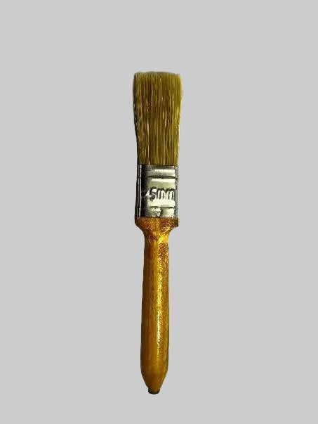 Paintbrush with a wooden handle and natural bristle